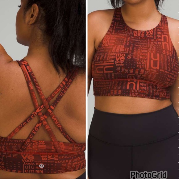 Lululemon Energy High-Neck Longline Bra Medium logo size 8 NWT sports bra Red - Picture 7 of 8